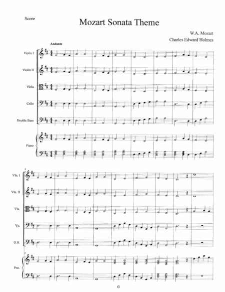 Mozart Sonata Theme--Score image number null
