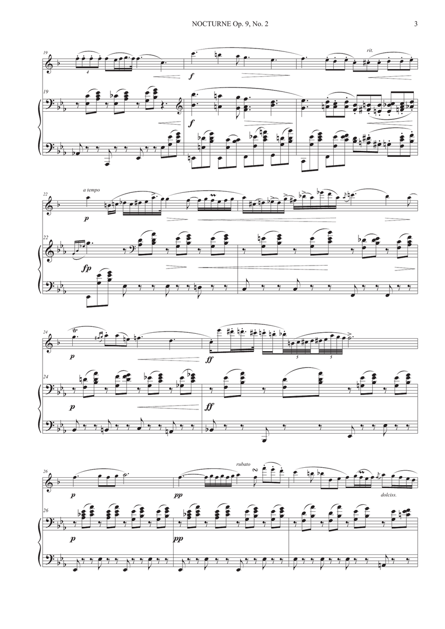 Nocturne Op. 9, No. 2 for Clarinet and Piano Nocturne Op. 9, No. 2 for Clarinet and Piano Clarinet Solo scores gallery preview page 3