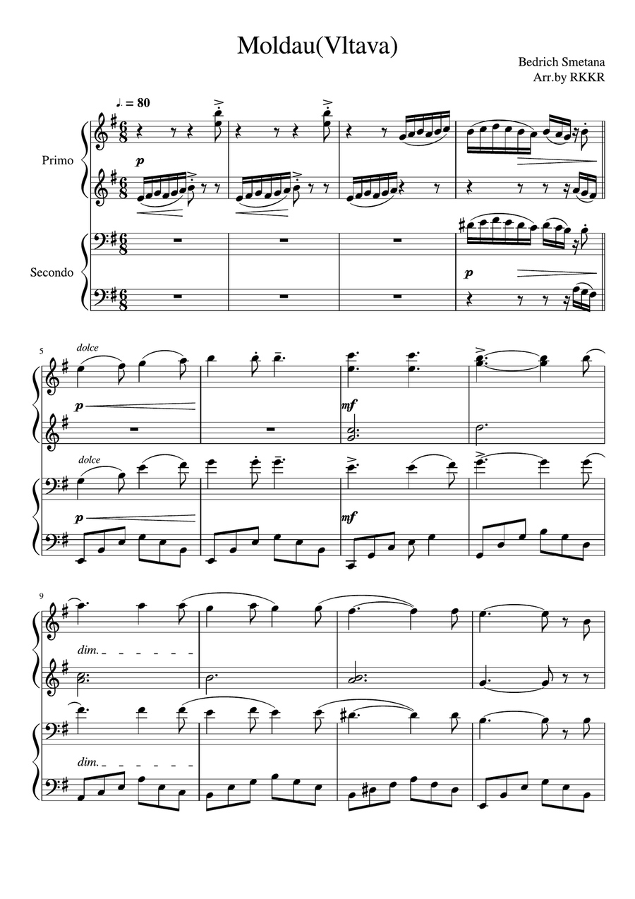 Moldau (Piano Duet) Piano Duet scores gallery preview page 1