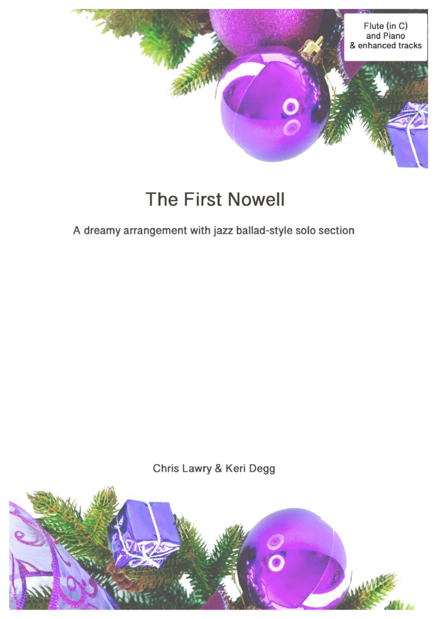The First Nowell (The First Noel) ; a shmooshy jazz arrangement with original solo for Flute & Piano Flute Solo scores gallery preview page 1