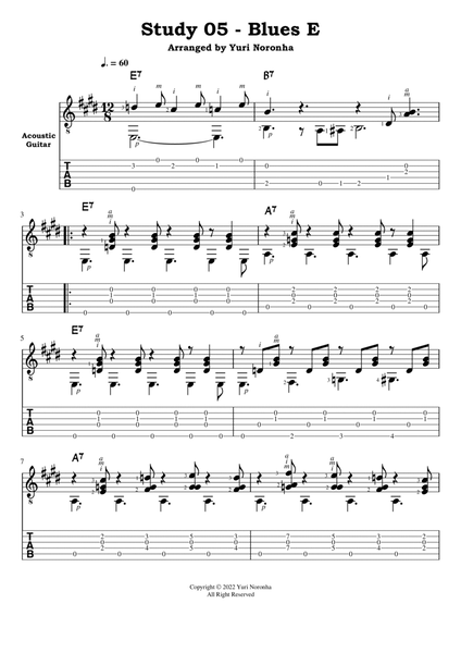 Blues E - Study 05 for Acoustic Guitar (Fingerstyle) image number null