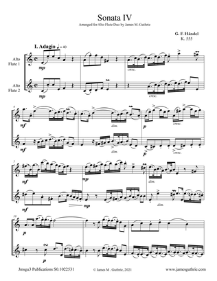 Book cover for Handel: Sonata No. 4 for Alto Flute Duo