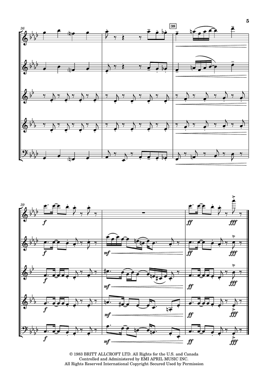 Thomas Theme Woodwind Quintet scores gallery preview page 5