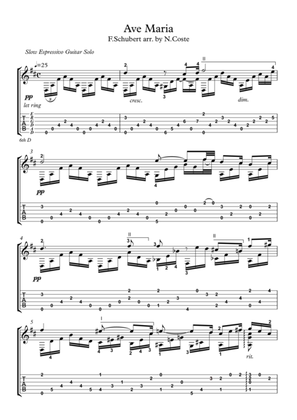 Ave Maria classical guitar solo with tablature