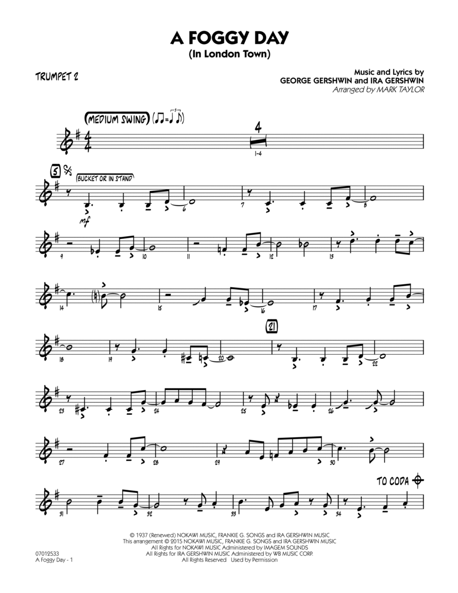 A Foggy Day (In London Town) - Trumpet 2 Trumpet scores gallery preview page 1
