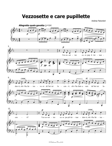 Vezzosette e care pupillette, by Andrea Falconieri, in E flat Major
