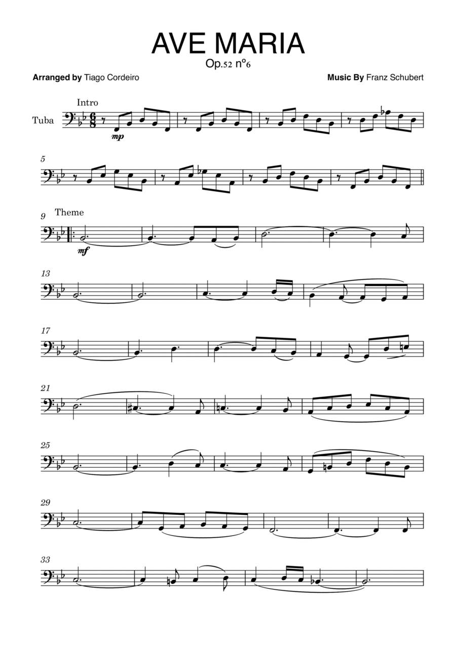 Ave Maria Op.52 nº6 Ave Maria Op.52 nº6 Tuba scores gallery preview page 1