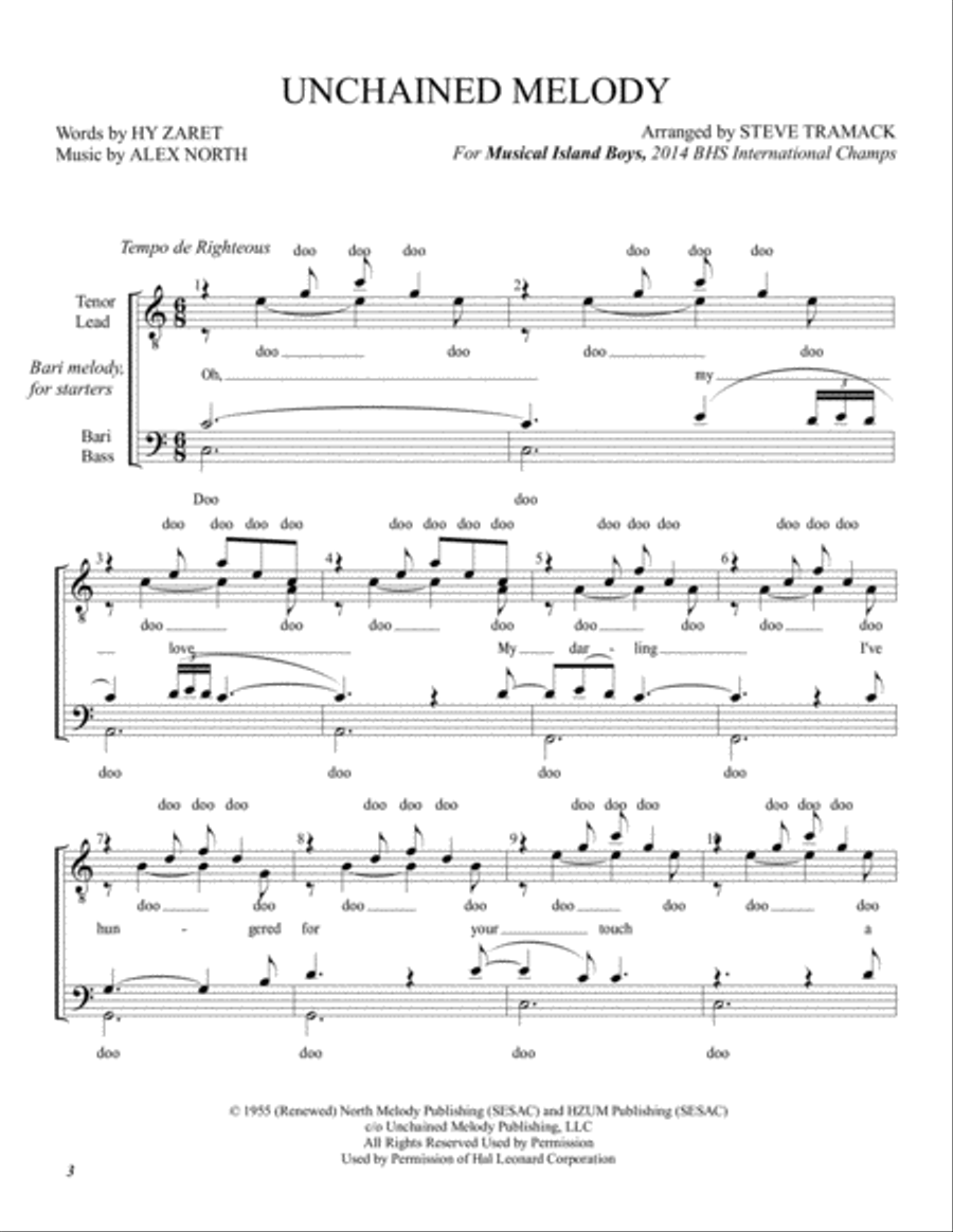 Unchained Melody TTBB scores gallery preview page 1