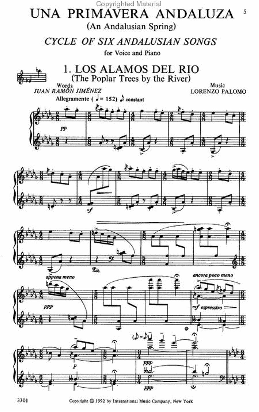 Una Primavera Andaluza (An Andalusian Spring). A Cycle Of Six Andalusian Songs Voice Solo scores gallery preview page 2