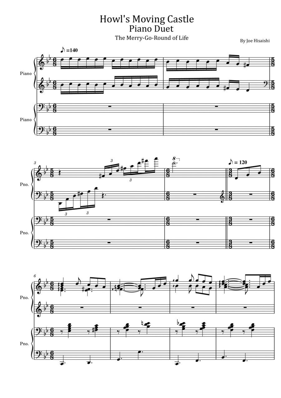 Merry-go-round Of Life 1 Piano, 4-Hands scores gallery preview page 1