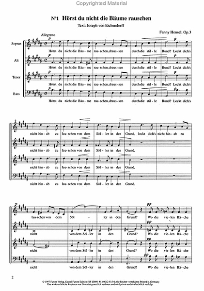 Weltliche a-cappella Chore von 1846