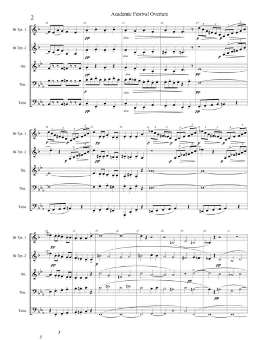 Academic Festival Overture, Opus 80 Brass Ensemble scores gallery preview page 3