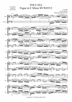 Bach - Toccata - Fugue in E Minor BWV855 - Oboe & Bassoon