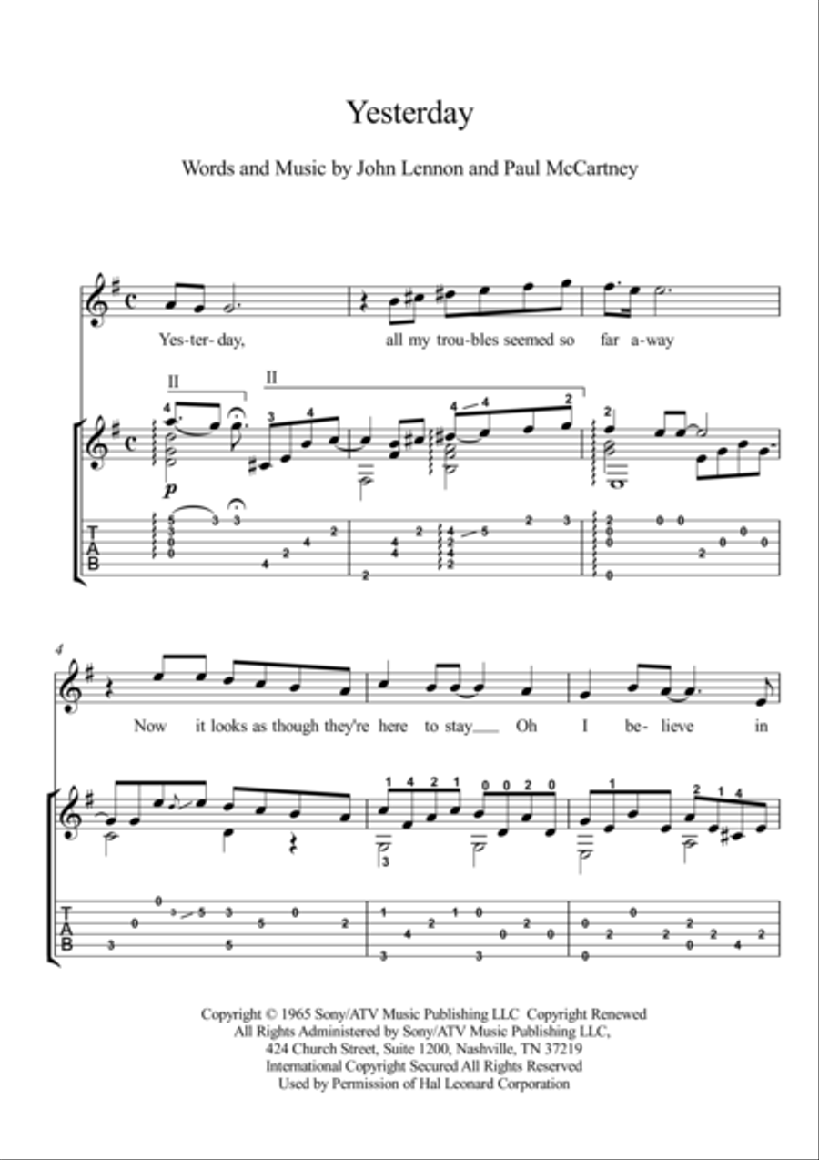 Yesterday Electric Guitar scores gallery preview page 1