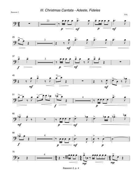 Christmas Cantata (2001, rev. 2014) III.  "Adeste, Fideles!"  Bassoon 2