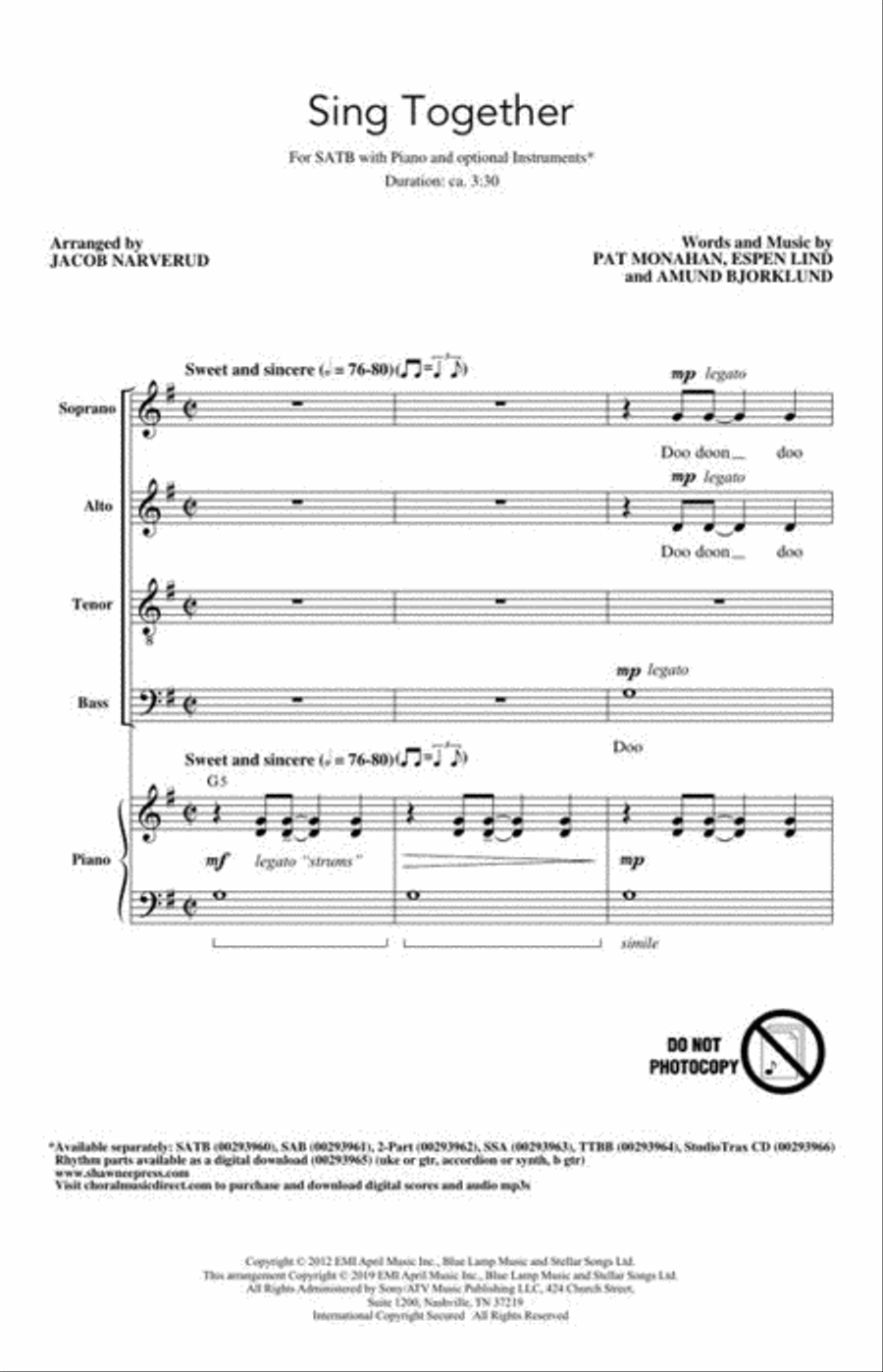 Sing Together Sing Together 4-Part scores gallery preview page 3