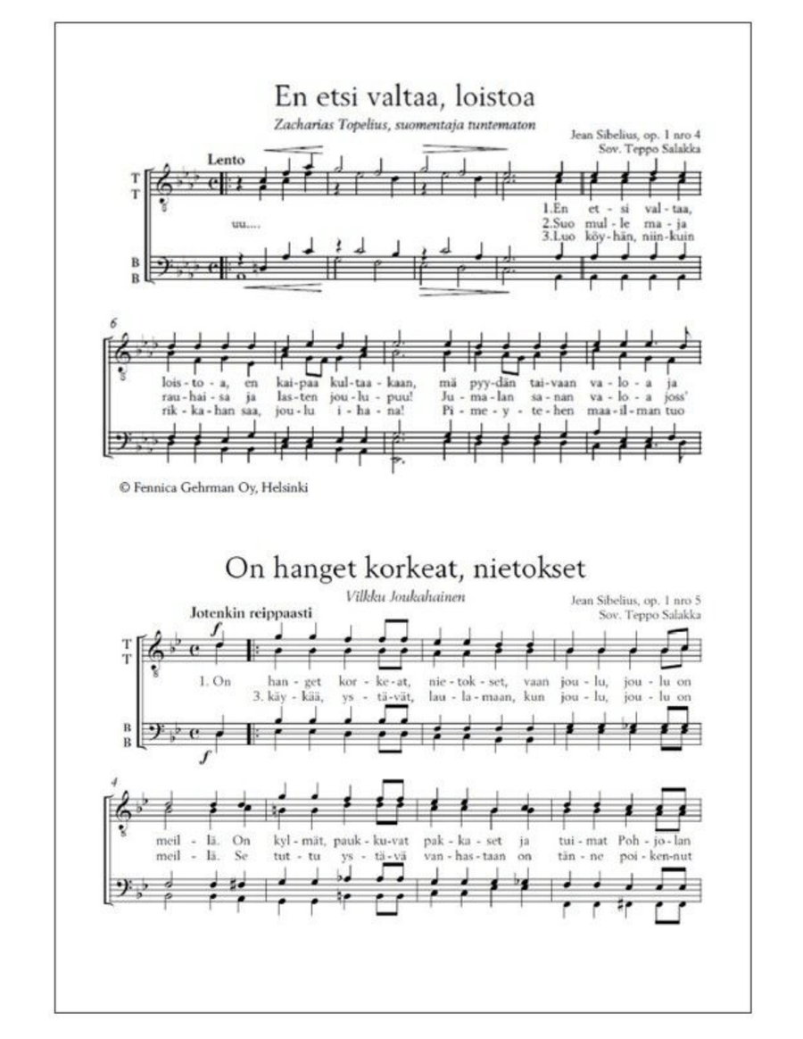 Viisi joululaulua op. 1 - Mieskuoro Men's Choir scores gallery preview page 2