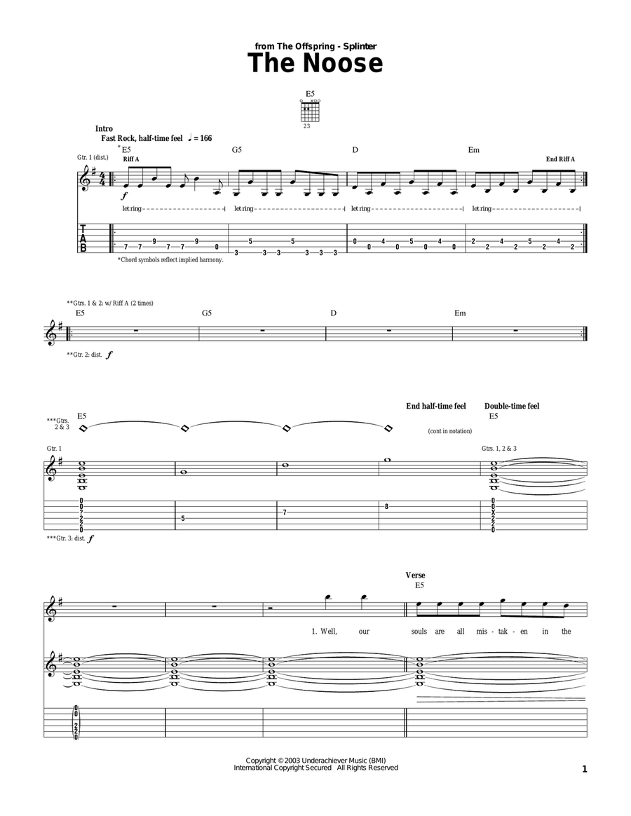 The Noose Acoustic Guitar scores gallery preview page 1