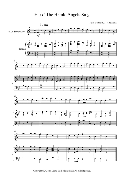 Hark! The Herald Angels Sing, Felix Bartholdy Mendelssohn (Tenor Sax + Piano) image number null