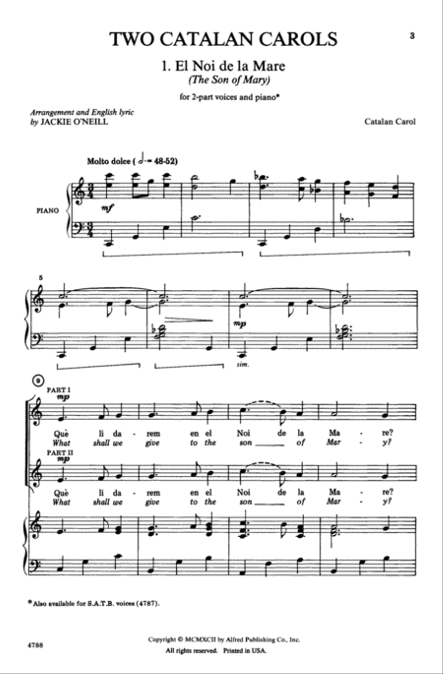 Two Catalan Carols Choir scores gallery preview page 1