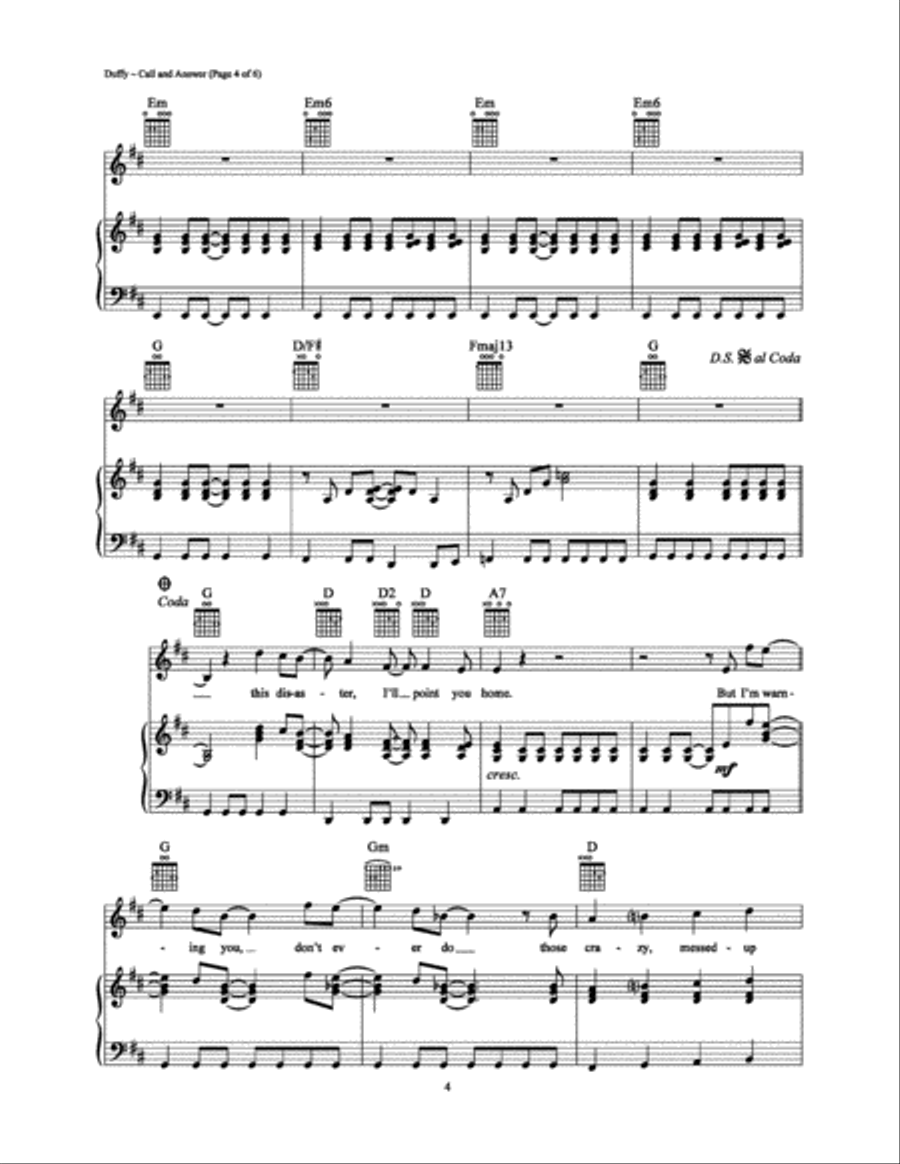 Call and Answer Piano, Vocal, Guitar scores gallery preview page 4