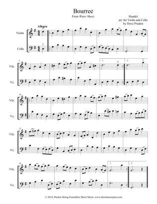 Bourree from Water Music for Violin and Cello