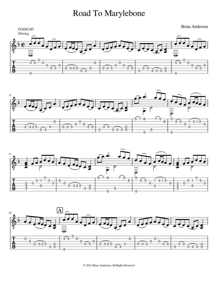 Road to Marylebone Acoustic Guitar scores gallery preview page 1