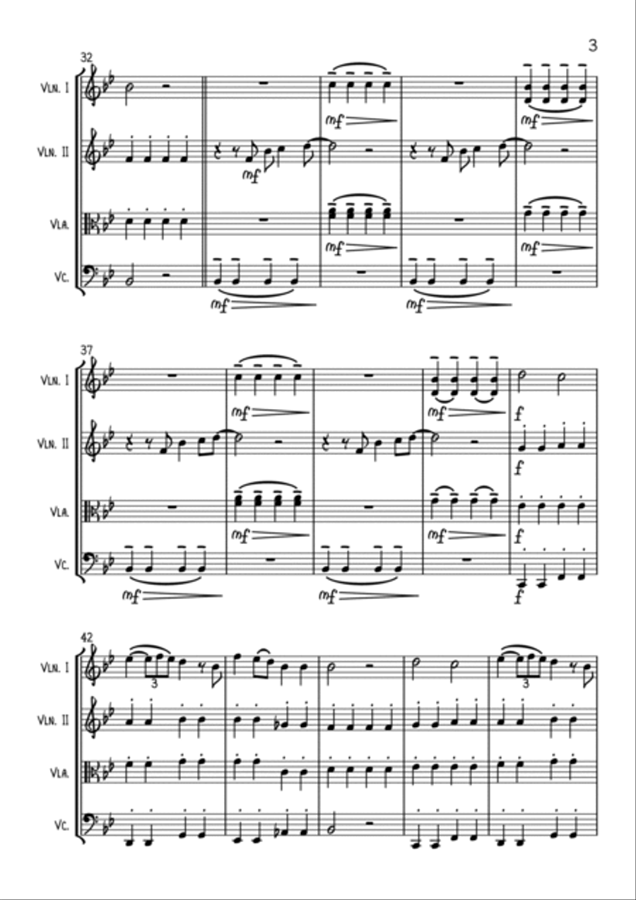 Wonderful Christmastime String Quartet scores gallery preview page 3