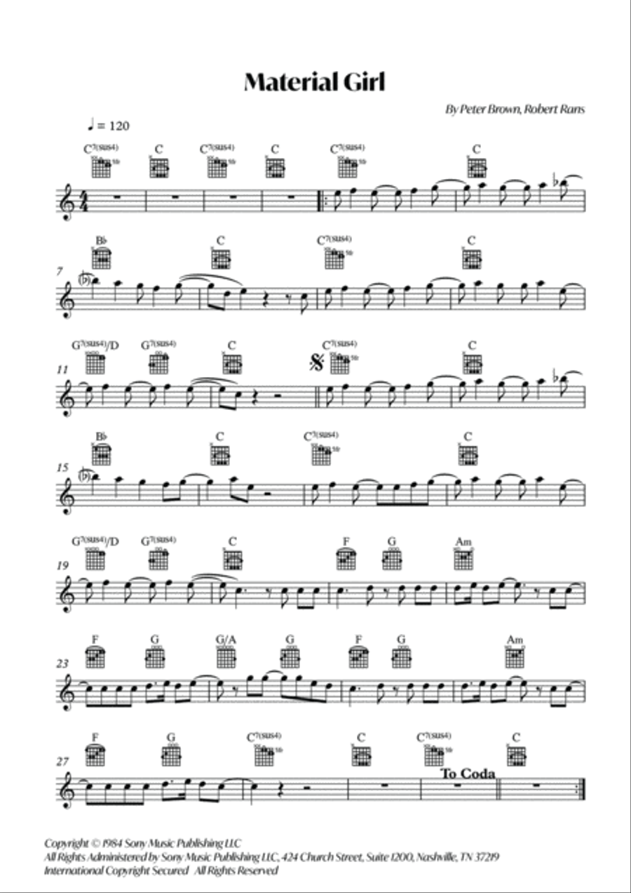Material Girl Piano, Vocal, Guitar scores gallery preview page 2