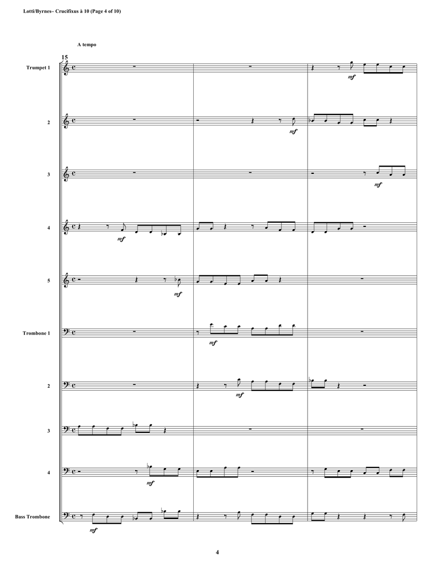Crucifixus a 10 by Antonio Lotti (Brass Choir) Trombone scores gallery preview page 4