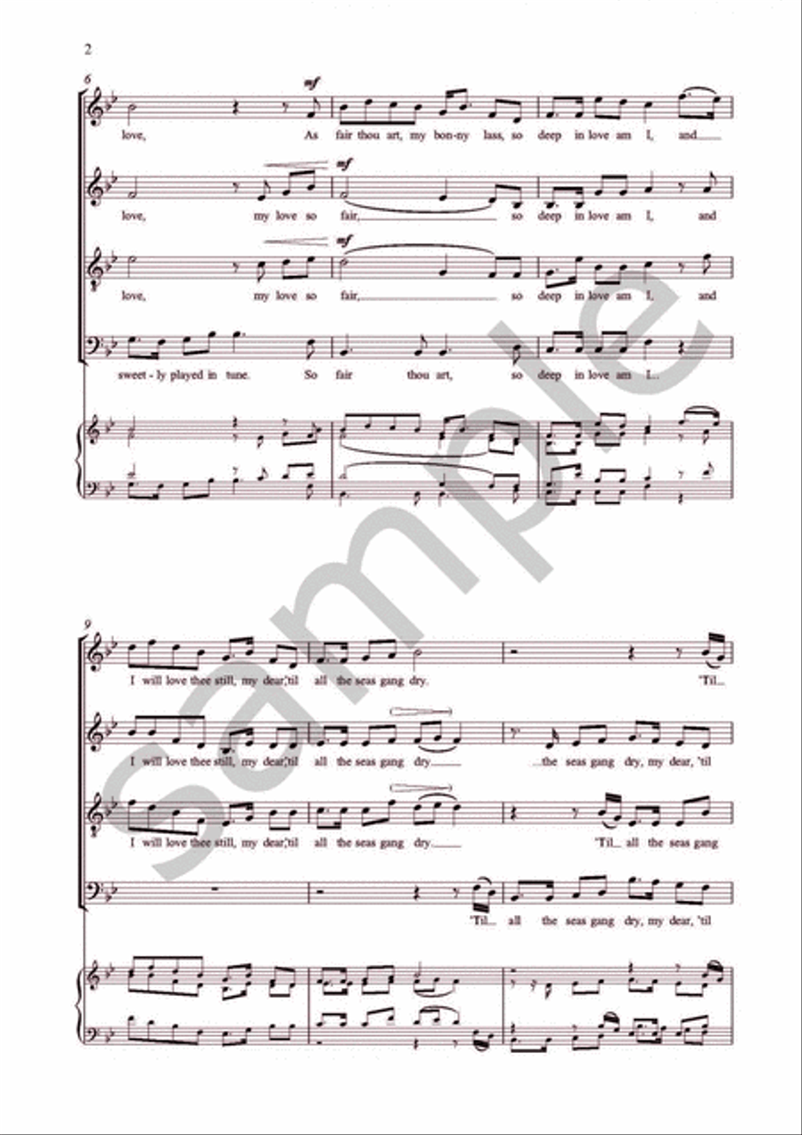 My love is like a red, red rose for SATB Choir 4-Part scores gallery preview page 6