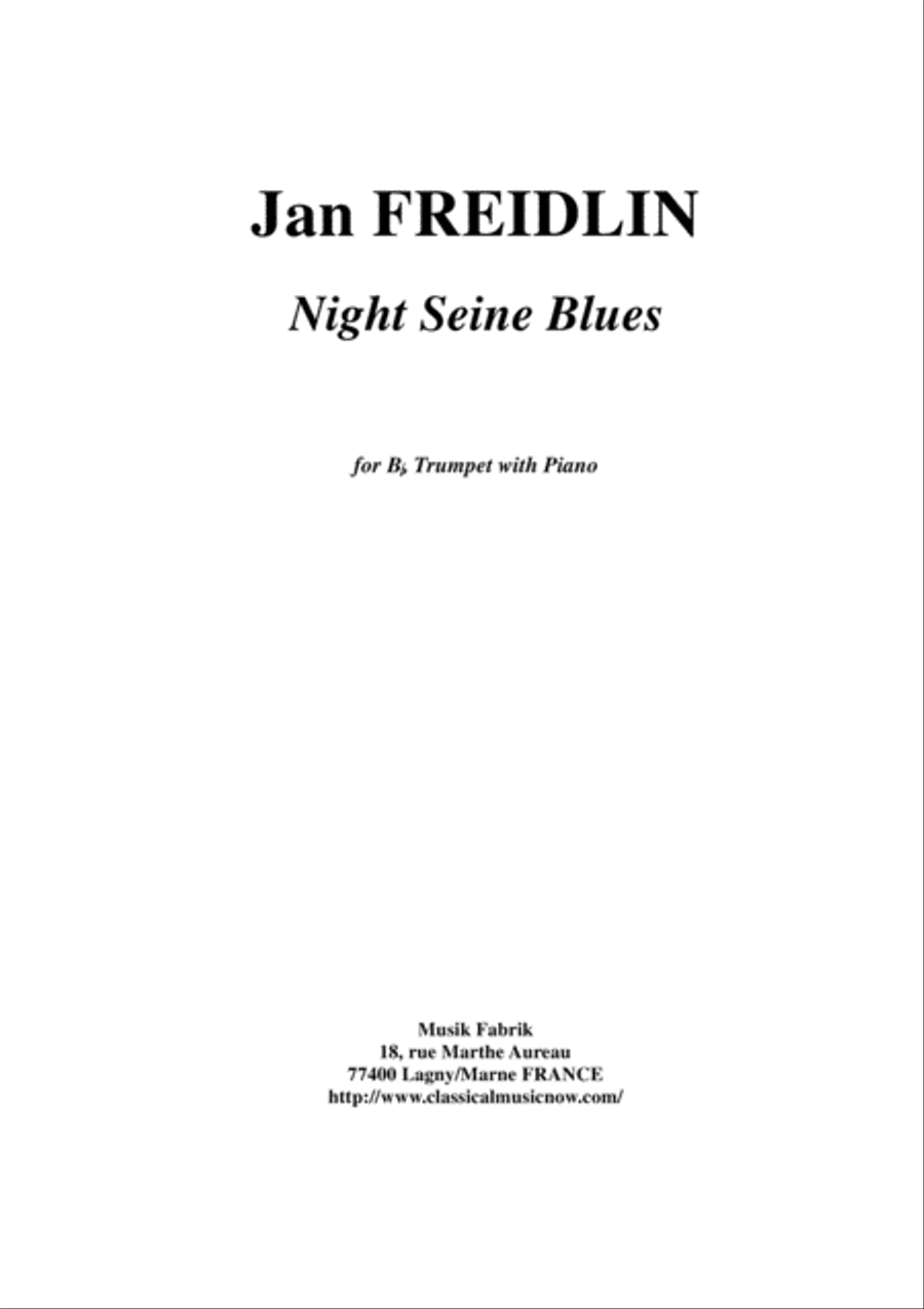 Jan Freidlin: Night Seine Blues for Bb trumpet and piano B-Flat Trumpet scores gallery preview page 1