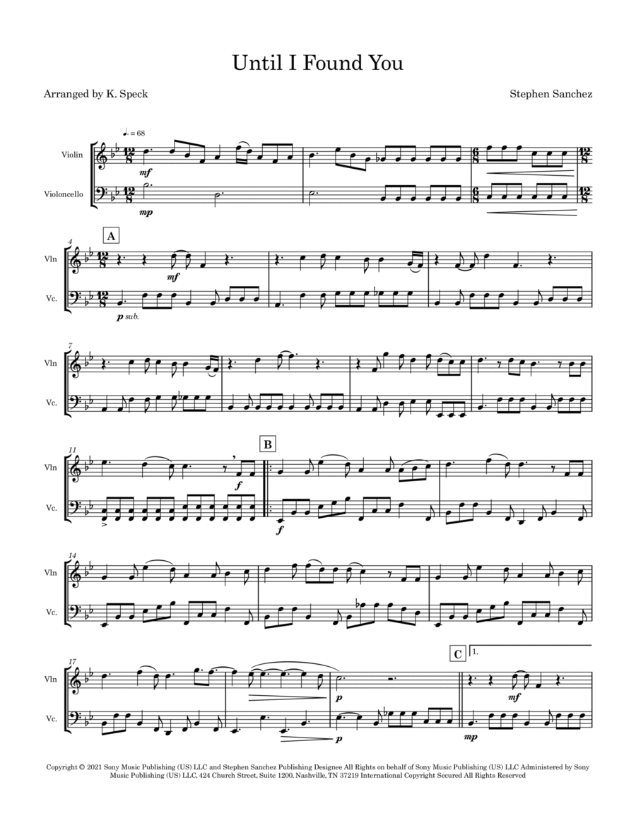 Until I Found You String Duet scores gallery preview page 1