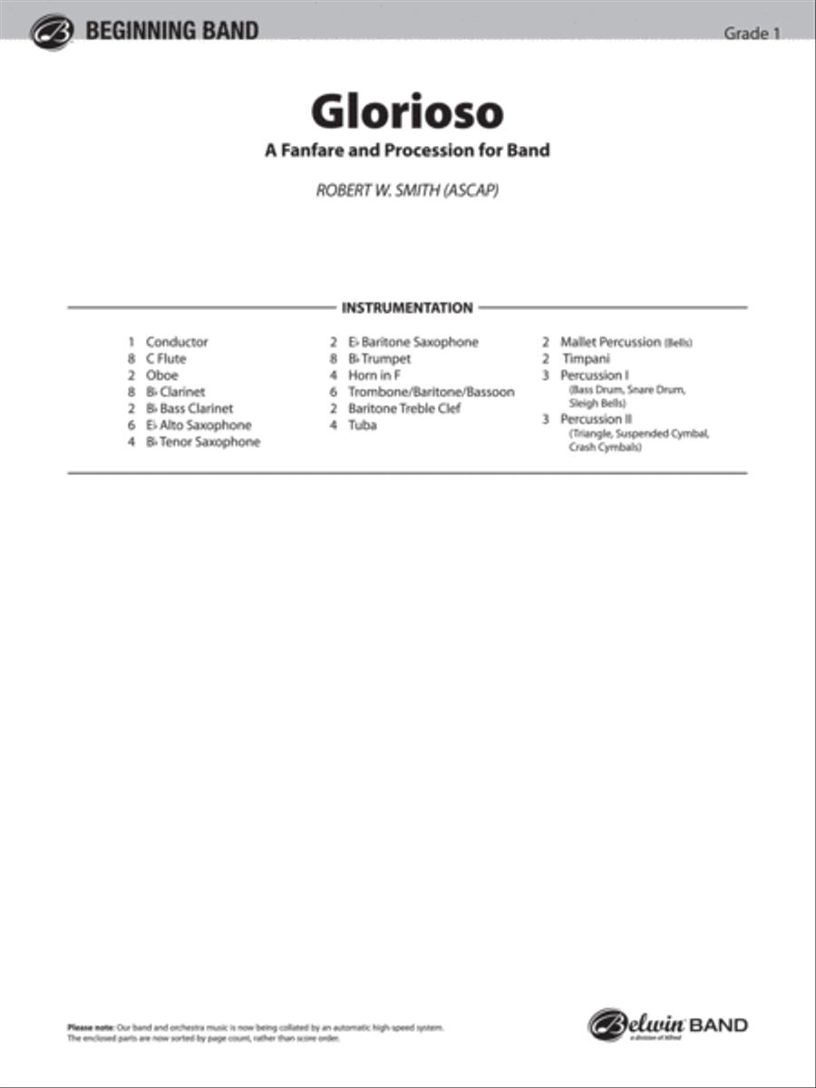 Glorioso (A Fanfare and Procession for Band) Concert Band scores gallery preview page 18