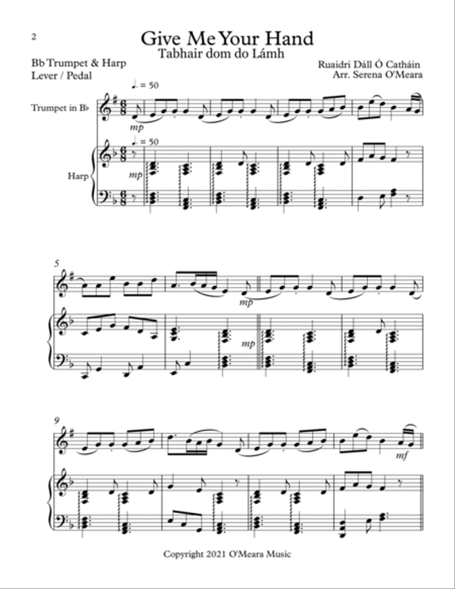 Give Me Your Hand, Duet for Bb Trumpet & Harp image number null