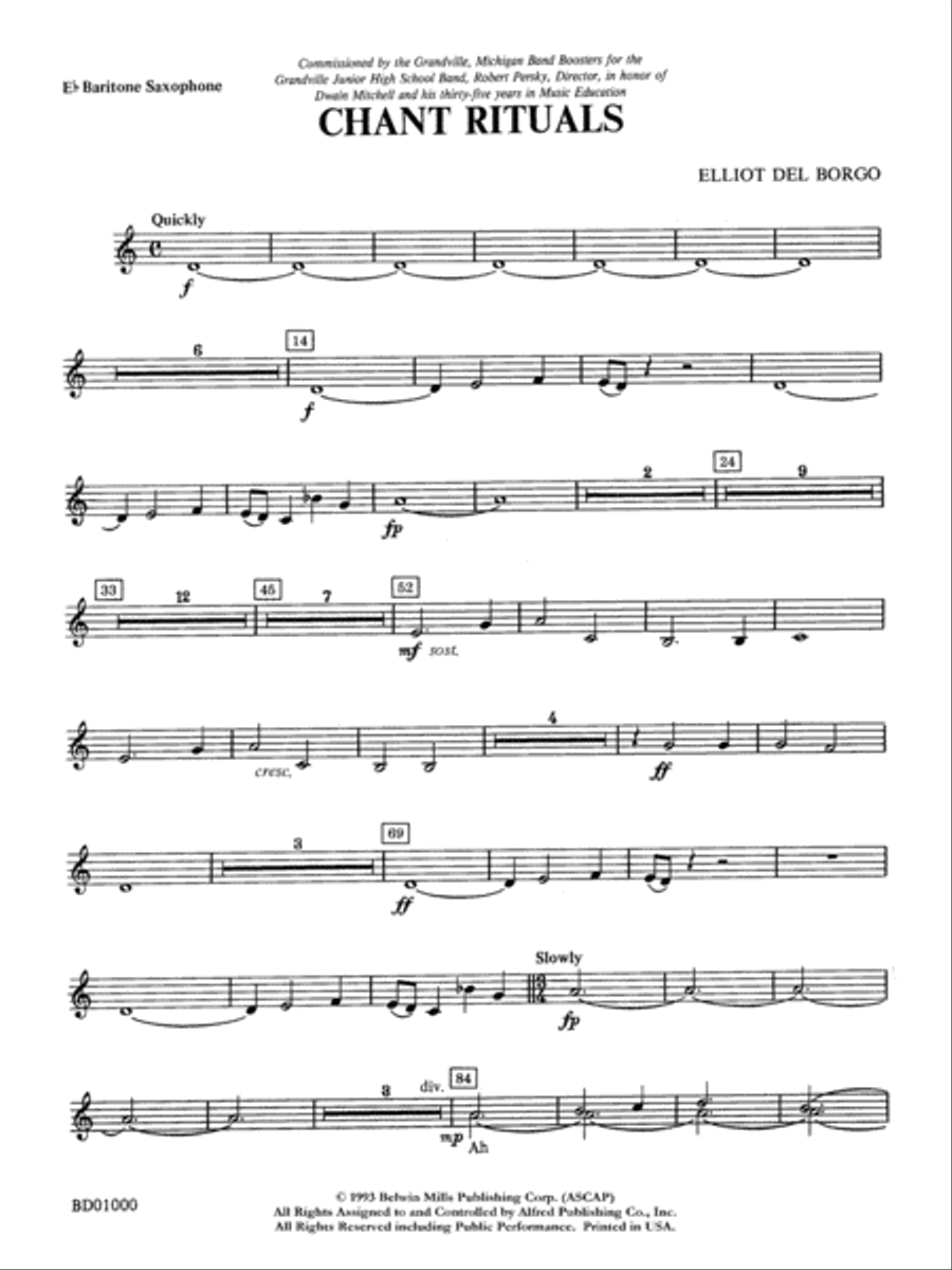 Chant Rituals: E-flat Baritone Saxophone Concert Band scores gallery preview page 1