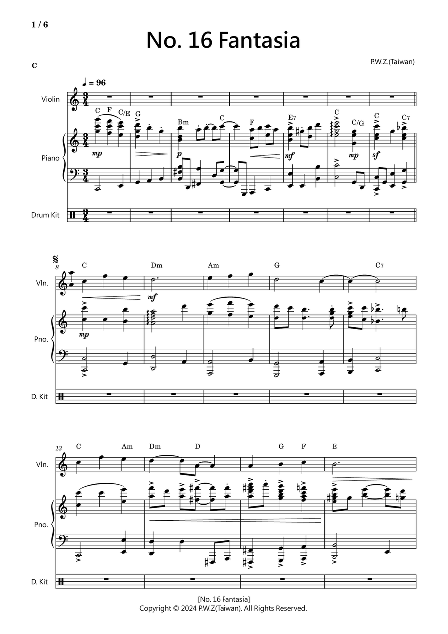 No 16, No. 16 Fantasia String Duet scores gallery preview page 5
