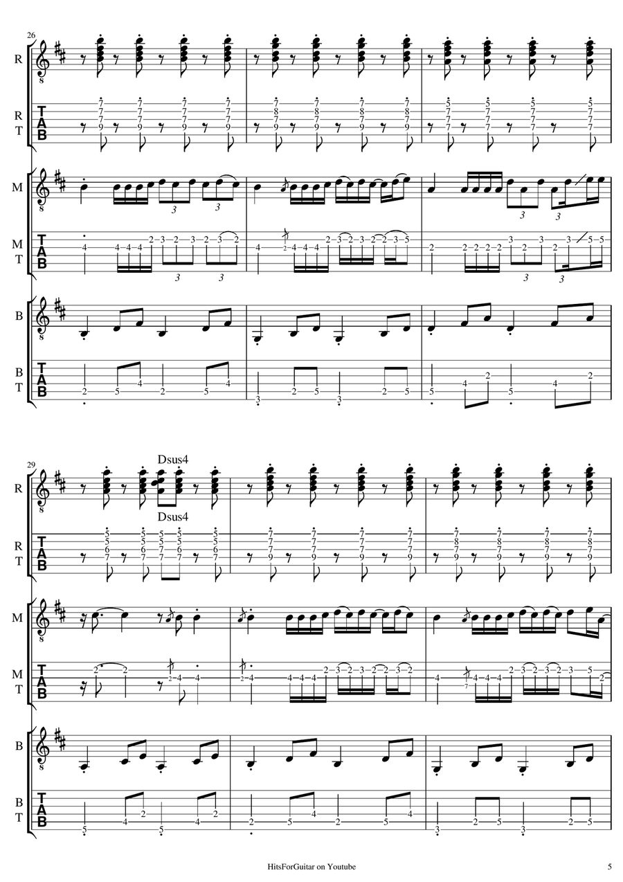 Despacito Guitar Tablature scores gallery preview page 5