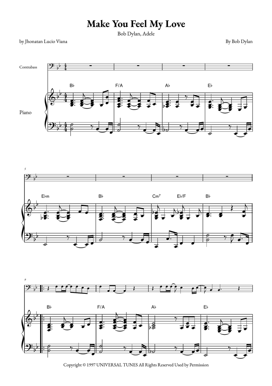 Make You Feel My Love Double Bass scores gallery preview page 1