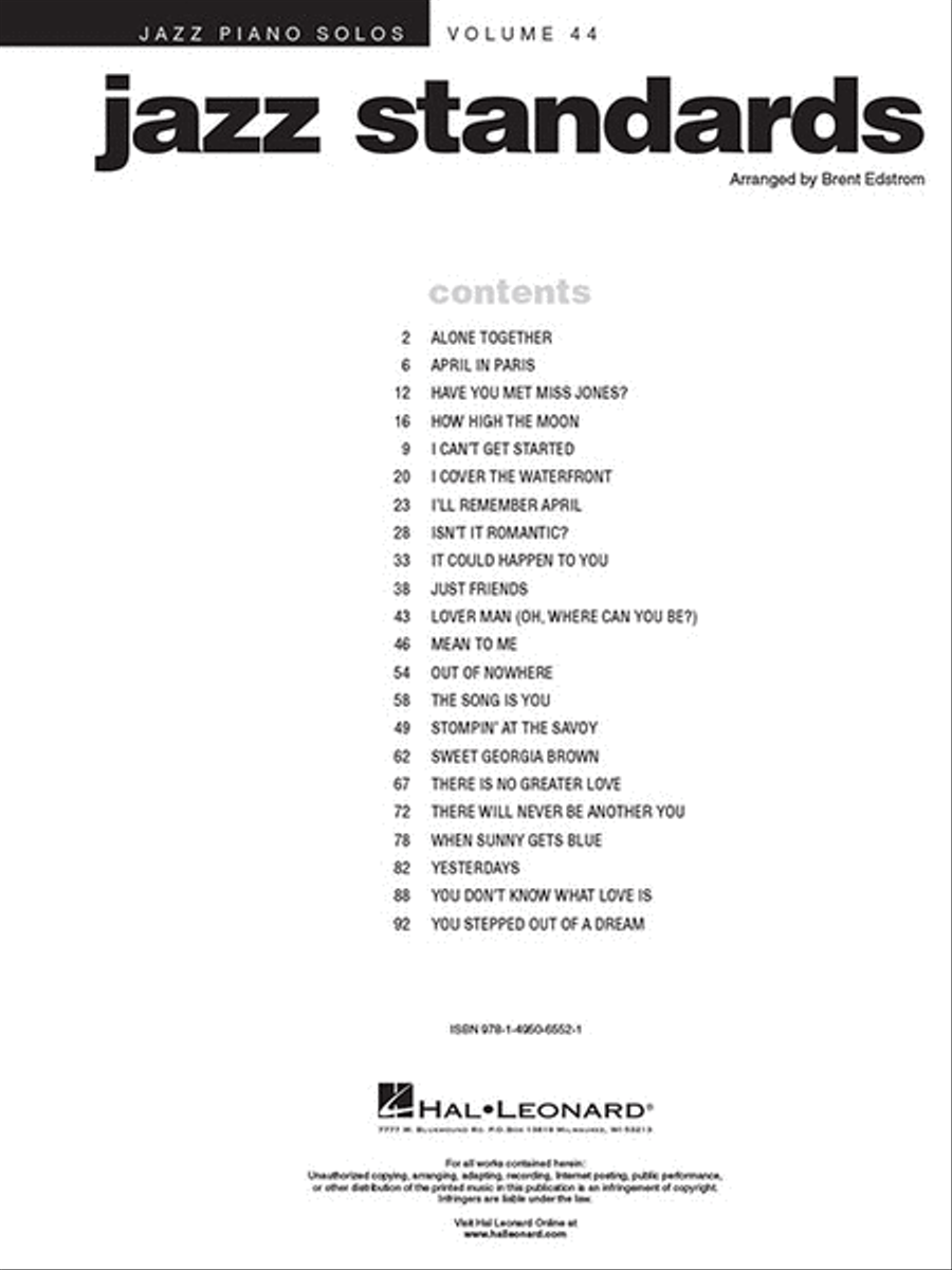 Jazz Standards Jazz Standards Piano Solo scores gallery preview page 2