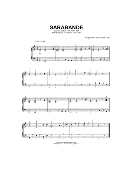 Sarabande (from Harpsichord Suite in D Minor)