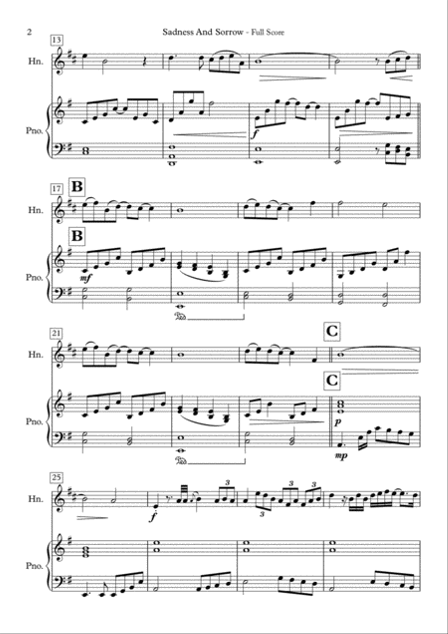 Sadness And Sorrow Horn Solo scores gallery preview page 3