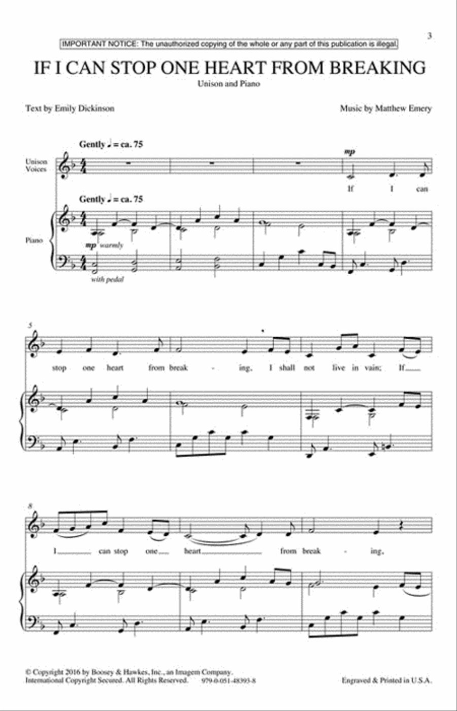 If I Can Stop One Heart from Breaking Unison Choir scores gallery preview page 2