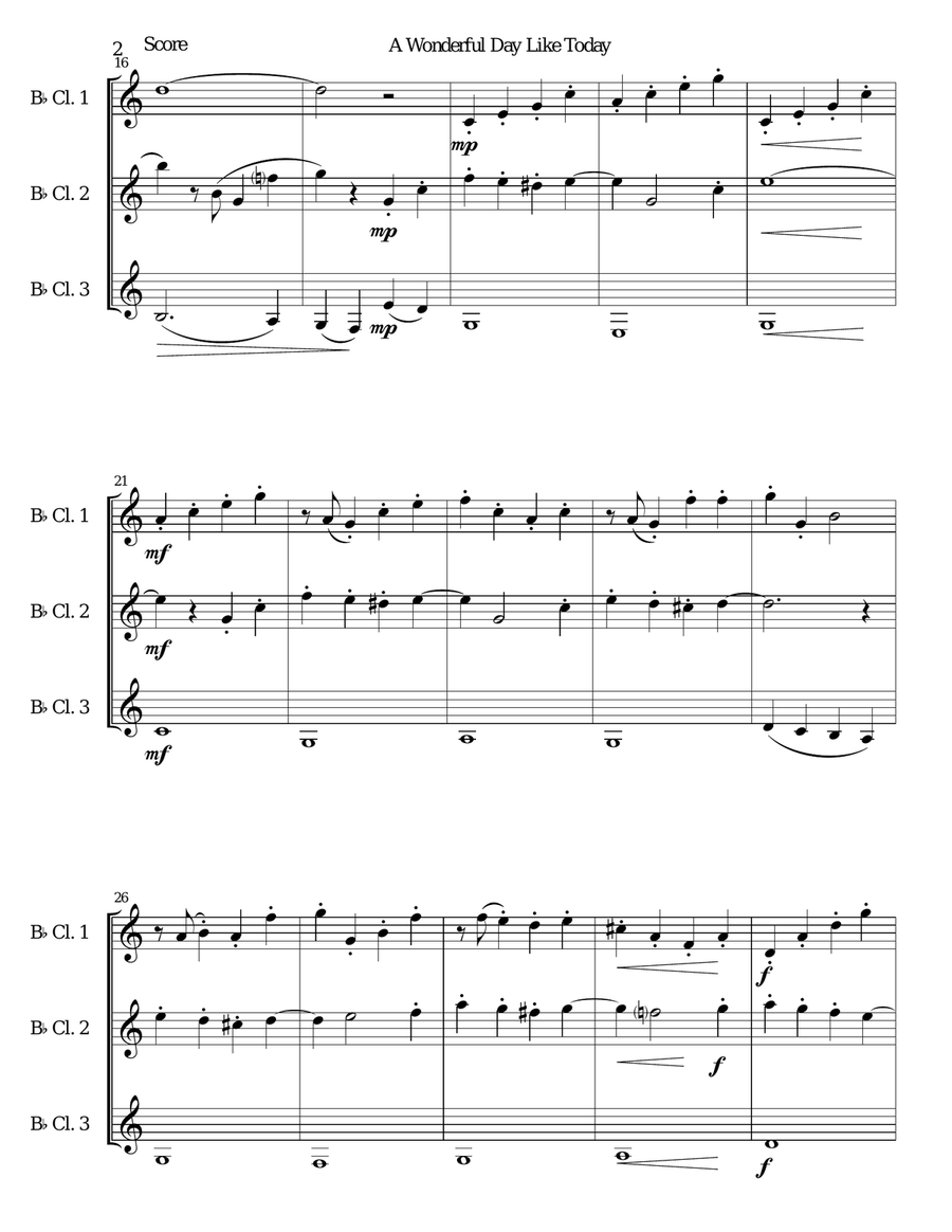 A Wonderful Day Like Today Woodwind Trio scores gallery preview page 2