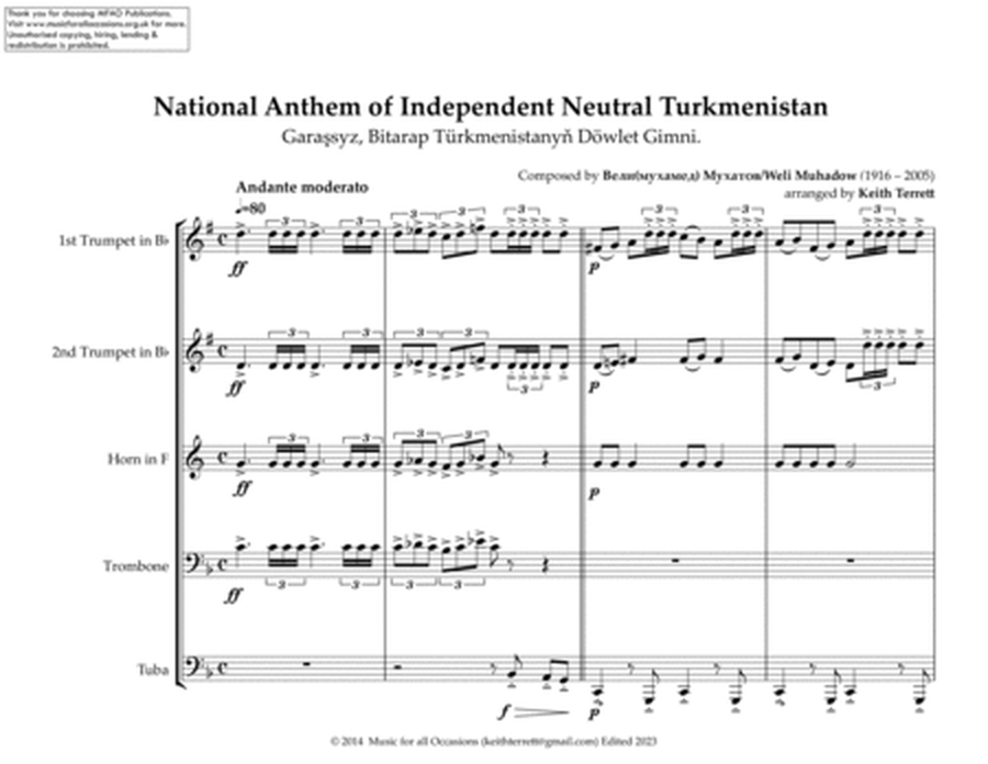 Turkmen National Anthem for Brass Quintet image number null