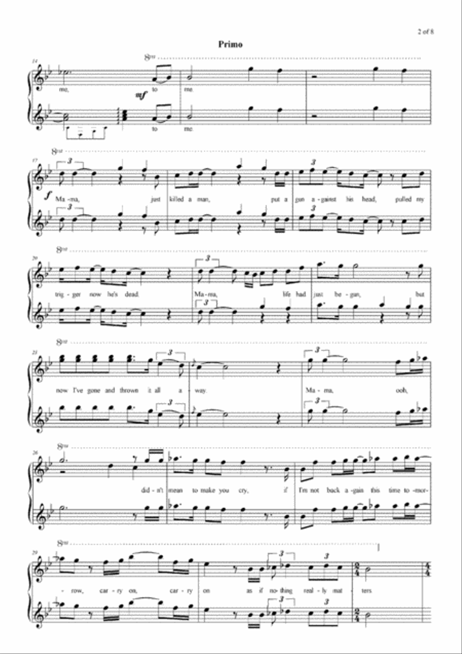 Bohemian Rhapsody 1 Piano, 4-Hands scores gallery preview page 3