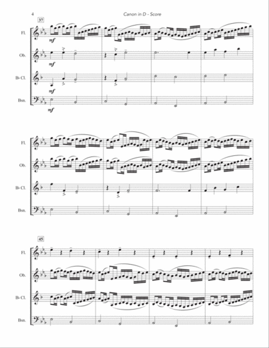 Canon in D Canon in D Woodwind Quartet scores gallery preview page 5