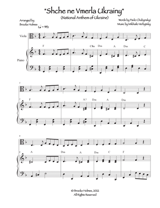 National Anthem Of Ukraine - Schche ne Vmerla Ukrainy (Viola and Piano) Ukrainian