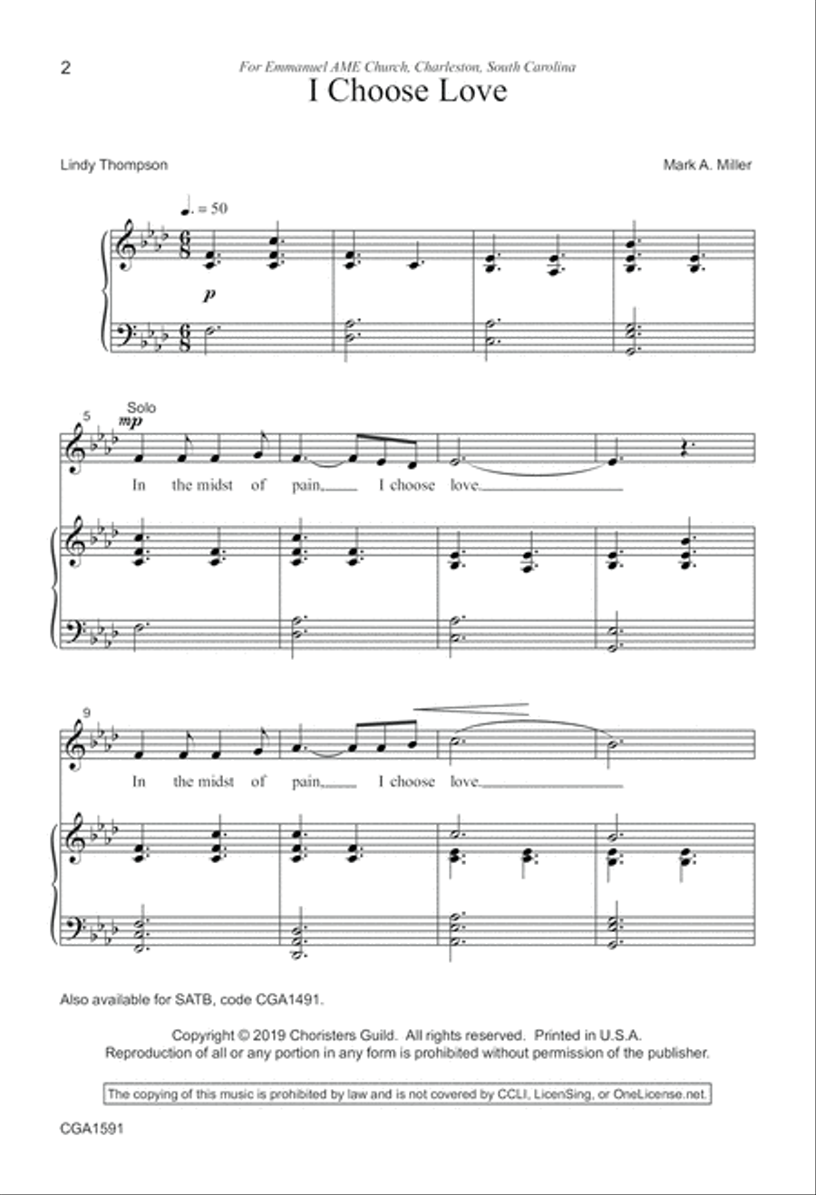 I Choose Love - SSA SSA scores gallery preview page 2