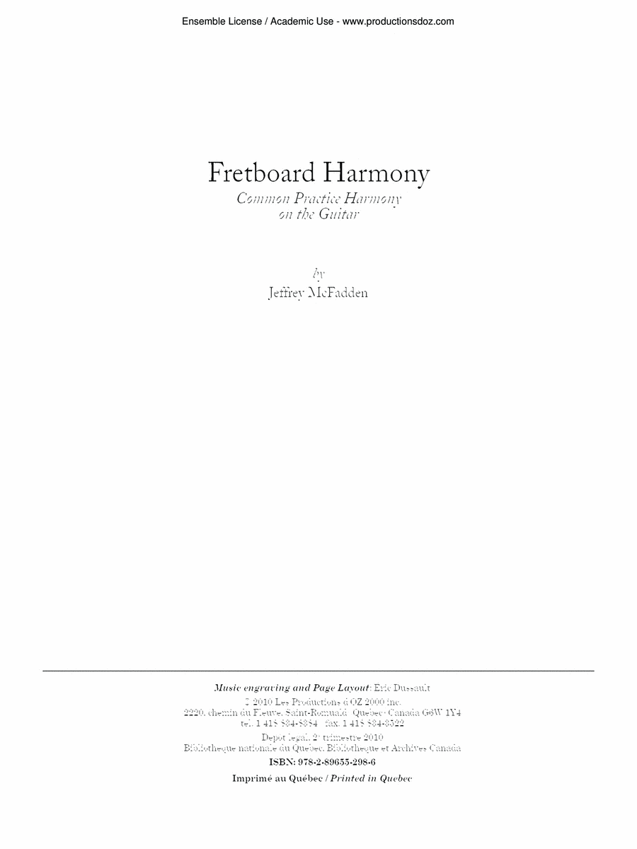 Fretboard Harmony (Common practice Harmony on the guitar) Classical Guitar scores gallery preview page 1